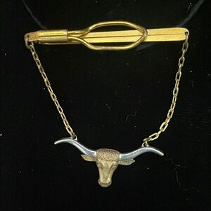 Gold and Silver Longhorn Tie Clip